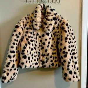 Dalmatian Pattern Fur Coat vintage 早い者勝ち Vintage 102 Dalmatians Coat, White Faux Fur Jacket (B978